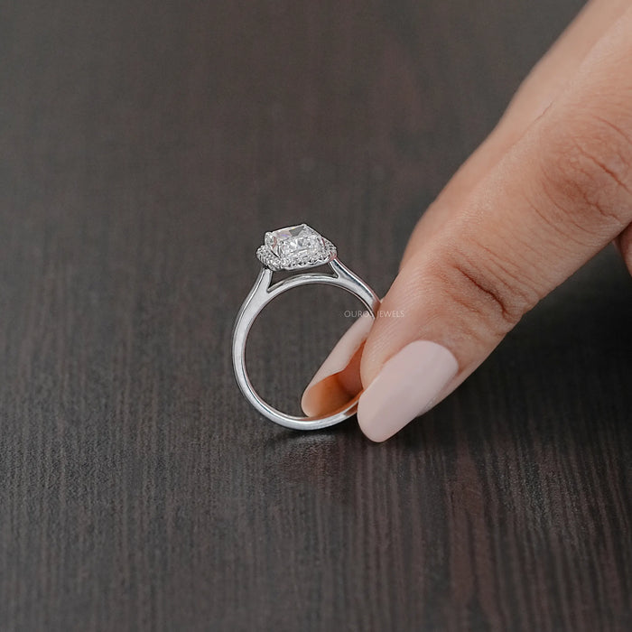 Cushion Cut Halo Lab Grown Diamond Ring