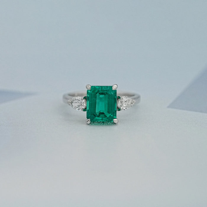 Emerald Gemstone Three Stone Ring