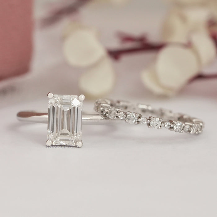 2.00 CT Smaragdschliff Labordiamant Ring Set