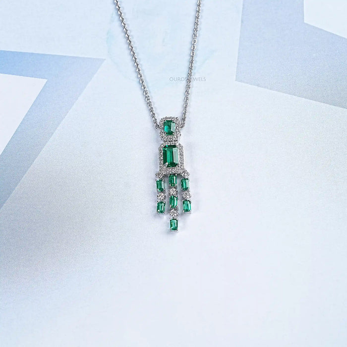 Emerald Gemstone Chandelier Necklace.