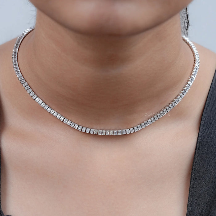 Emerald Lab Grown Diamond Tennis Necklace