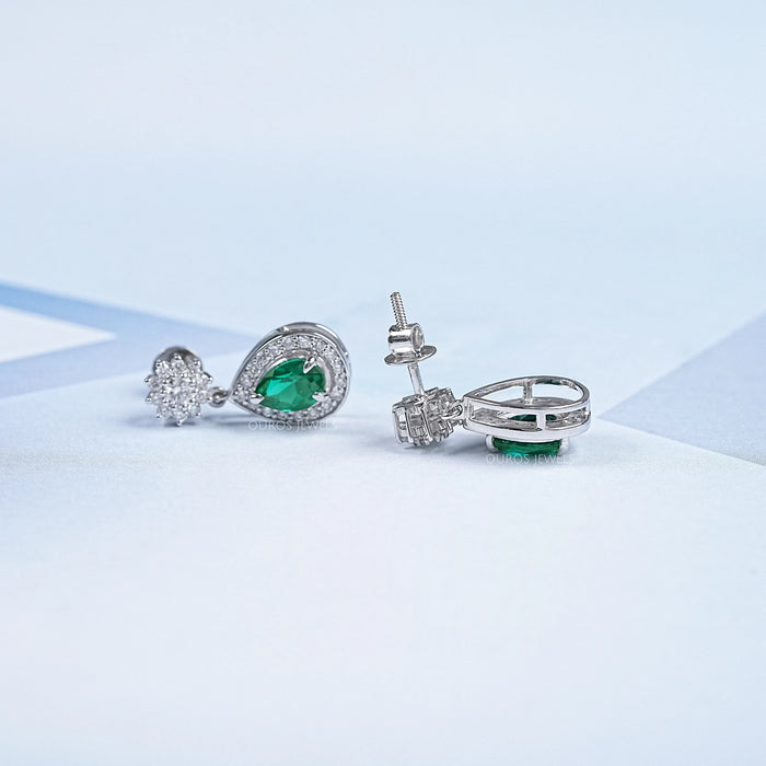 Pear Shape Emerald Drop Earrings