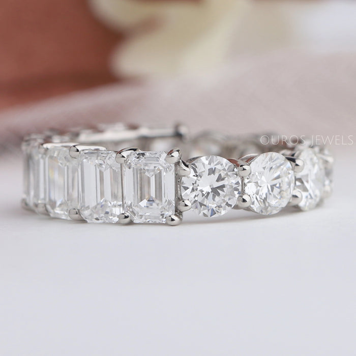 Smaragd Rund Diamant Ewigkeit Ehering