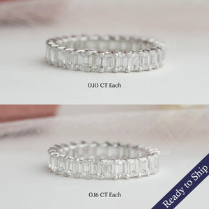 Emerald Cut Lab Grown Diamond  Eternity  Wedding  Band