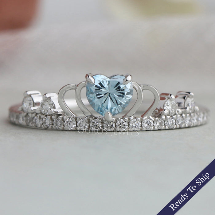 Blaues Herz Diamant Krone Stil Ring
