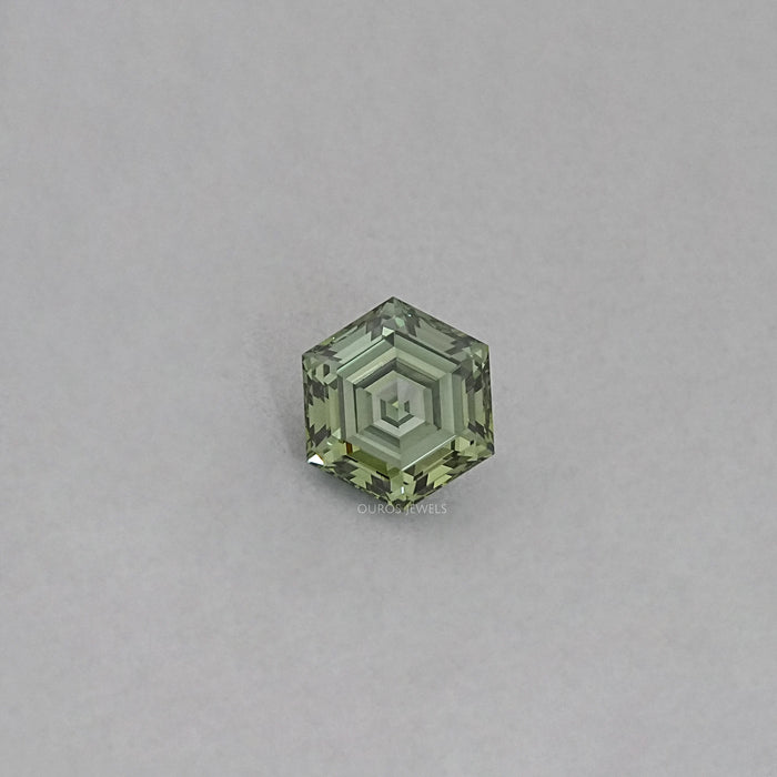 Fancy Vivid Green Step Cut Hexagonal Loose Diamond