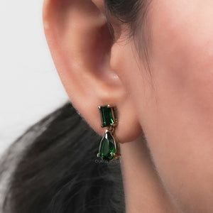 green emerald gemstone drop earrings