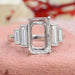 front view of emerald-cut semi-mount five-stone wedding ring