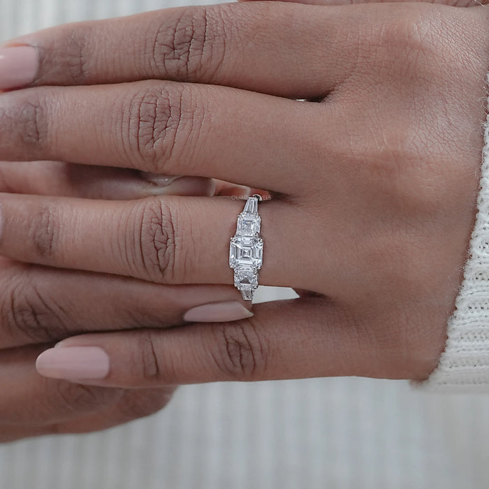 Five Stone Asscher Diamond Engagement Ring