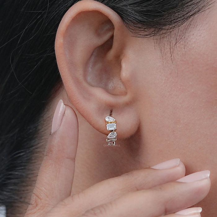 Multi Shape Lab Diamond Hoops Earrings