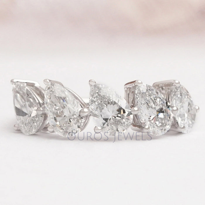 Pear Cut Five Stone Lab  Grown Diamond Dainty Ring