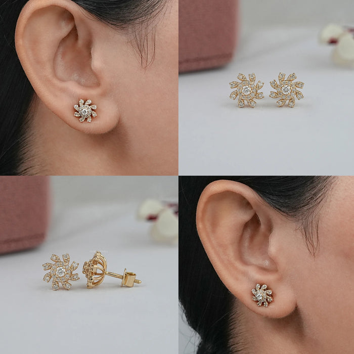 Floral Shape  Lab Diamond Stud