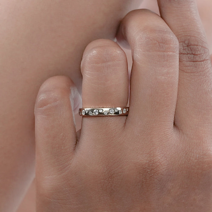 Round Lab Diamond Flush Set Wedding Band