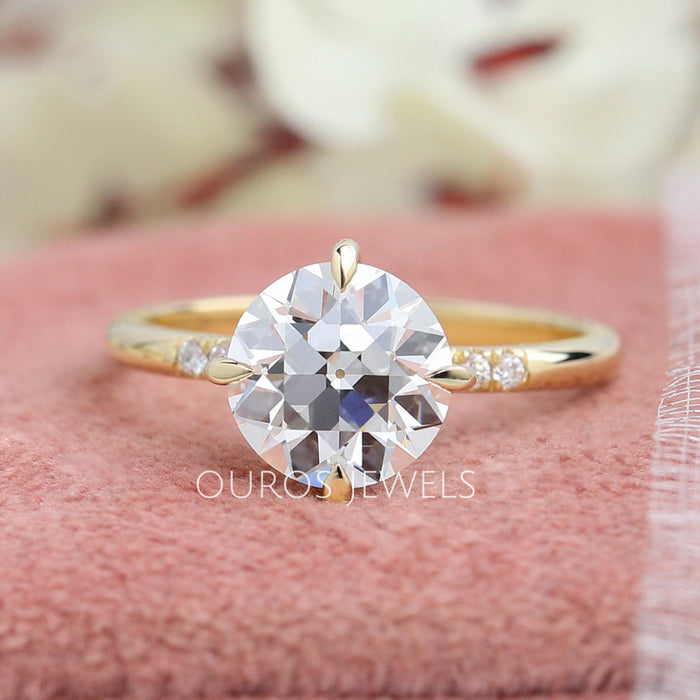 Alter europäischer Diamant Verlobungsring mit Rundschliff