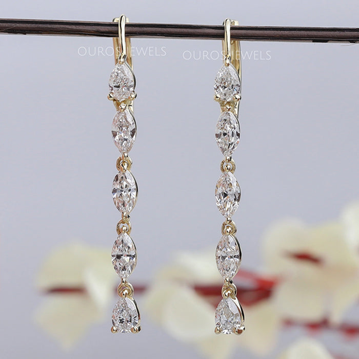 Pear And Marquise Cut Lab Diamond Dangle Earrings