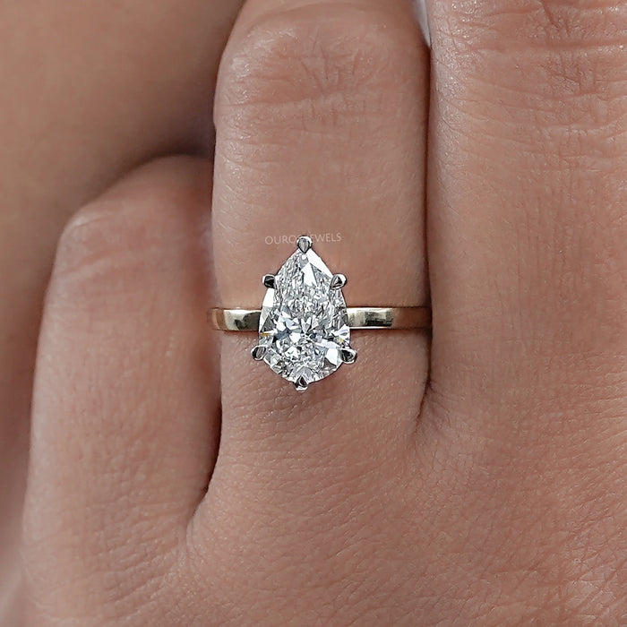 Birnenförmiger Solitär Diamantring aus dem Labor
