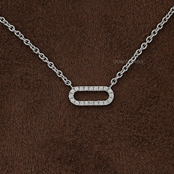 Diamond Open Rectangular Link Pendant