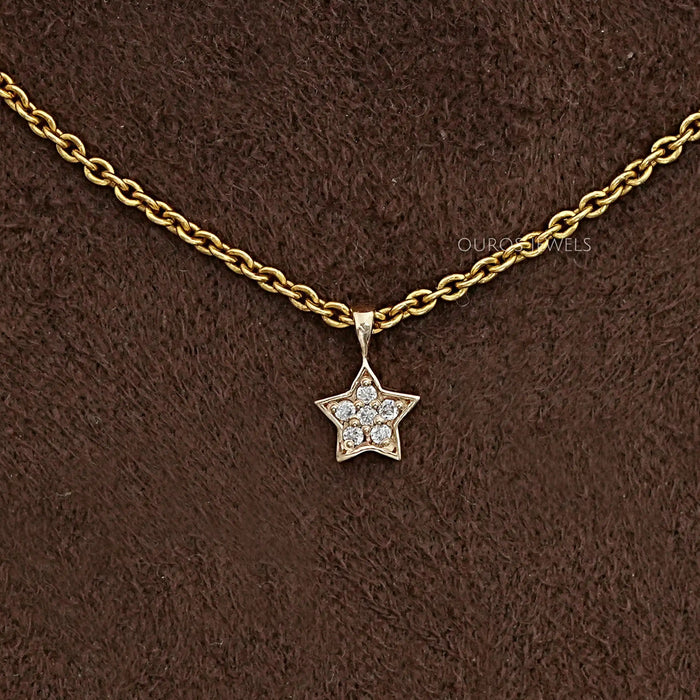 Lab Grown Round Diamond Star Shape Pendant