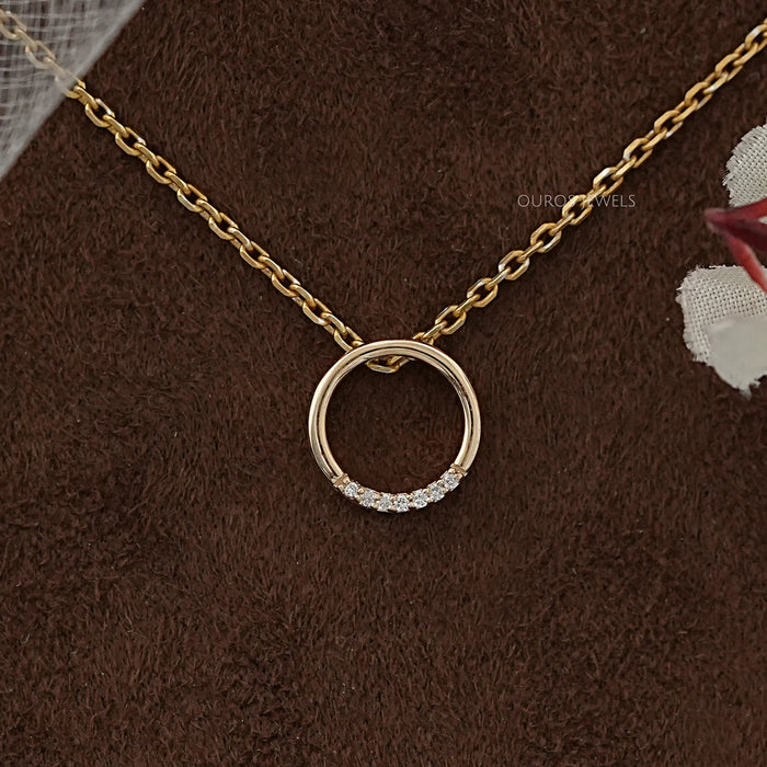 Open Circle Round Lab Diamond Pendant