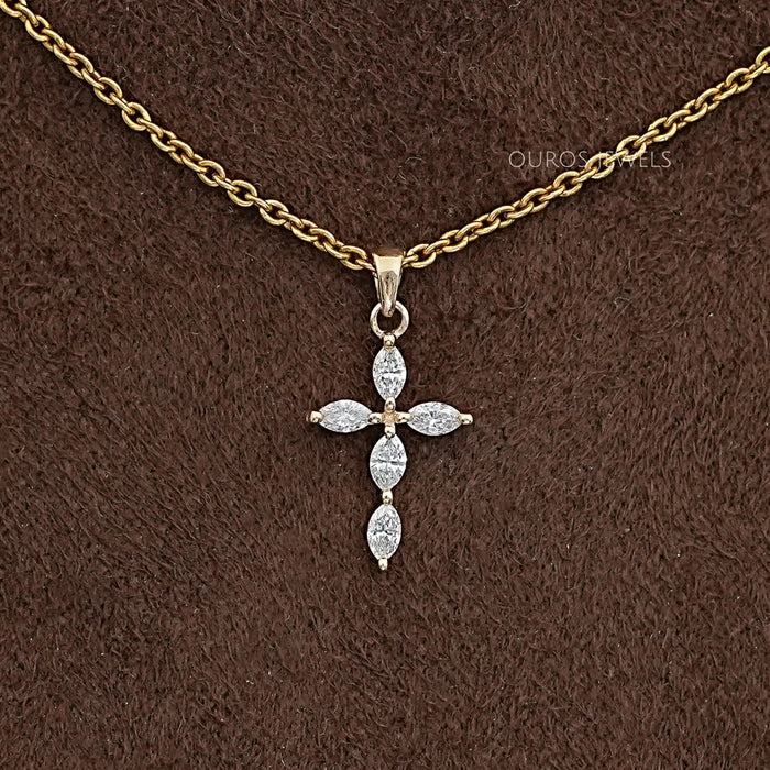 Marquise Cut Lab Grown Diamond Cross Pendant