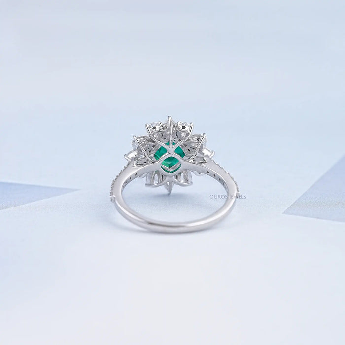 Gemstone Cushion Shape Halo Diamond Ring