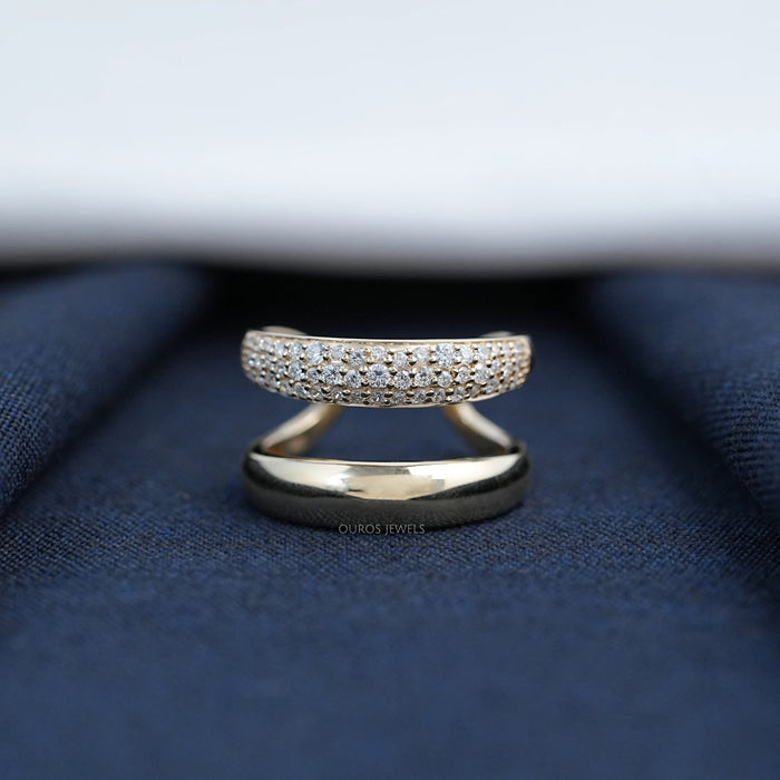Gold Double Domed Open Cuff Ring