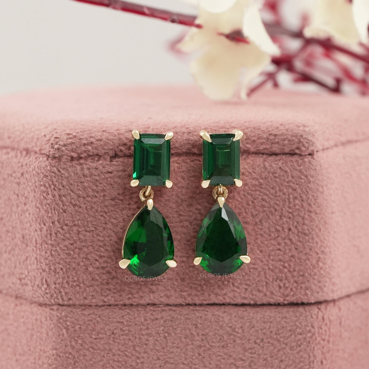 Green Gem Drop Earrings