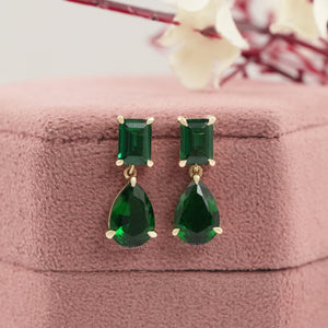 green gemstone drop earrings