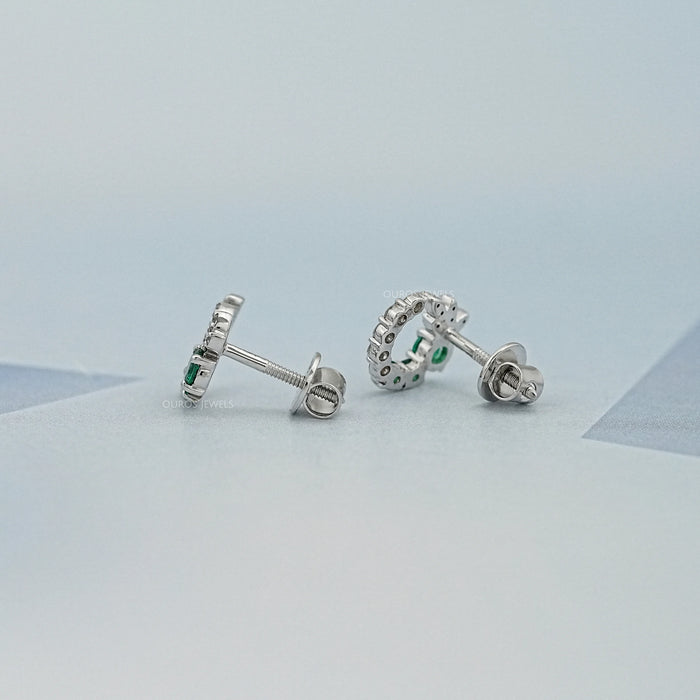 Green Gemstone Spiral Stud Earrings