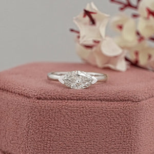 East-West Half Bezel Set Marquise Diamond Ring