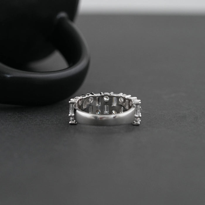 Lab Diamond Double Row Half Eternity Wedding Men's  Band