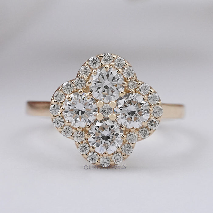 Halo Flower Shape Round Lab Diamond Anniversary Ring