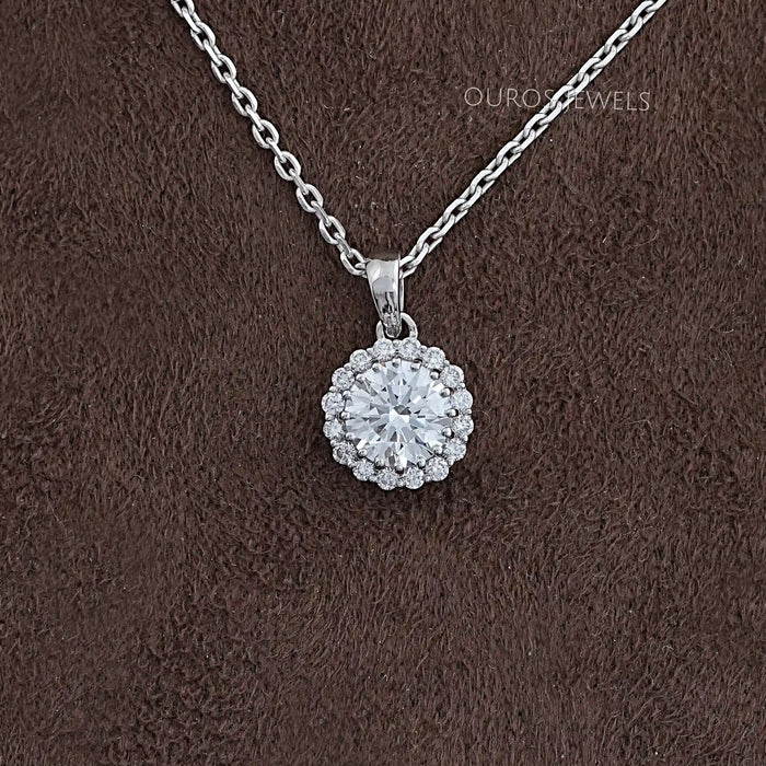 Round Lab Grown Diamond Halo Pendant