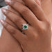 Green Cushion Cut Gemstone Halo Ring