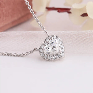 Heart Cut Lab Grown Diamond Double Halo Pendant