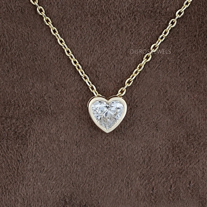 Heart Cut Lab Diamond Solitaire Bezel Pendant
