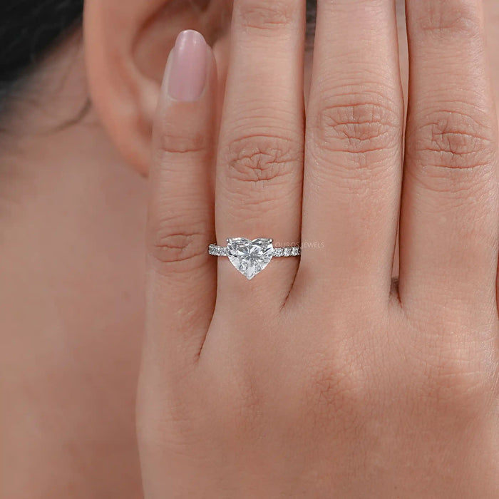 Certified Heart Shaped Diamond Solitaire Accent Ring