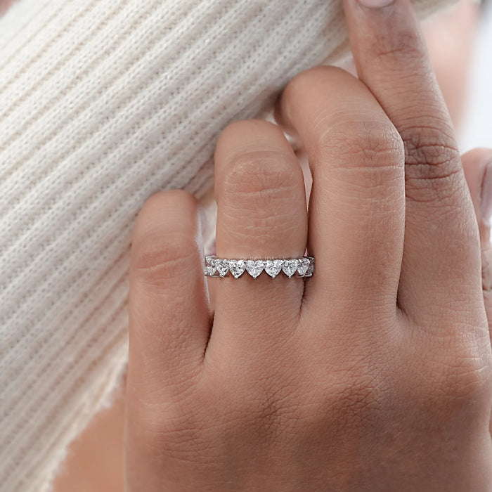 Heart Cut Lab Grown Diamond Wedding Band