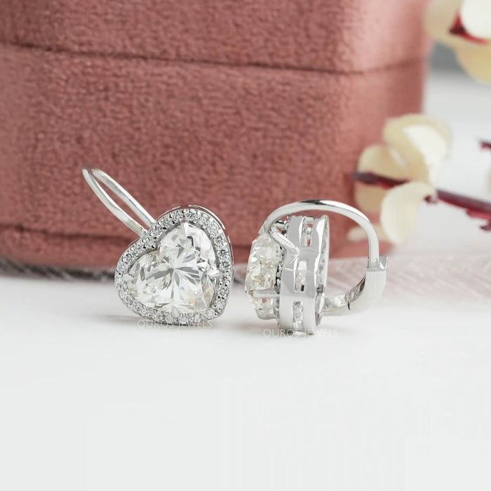 [a pair of white gold heart shaped earrings]-[Ouros Jewels]