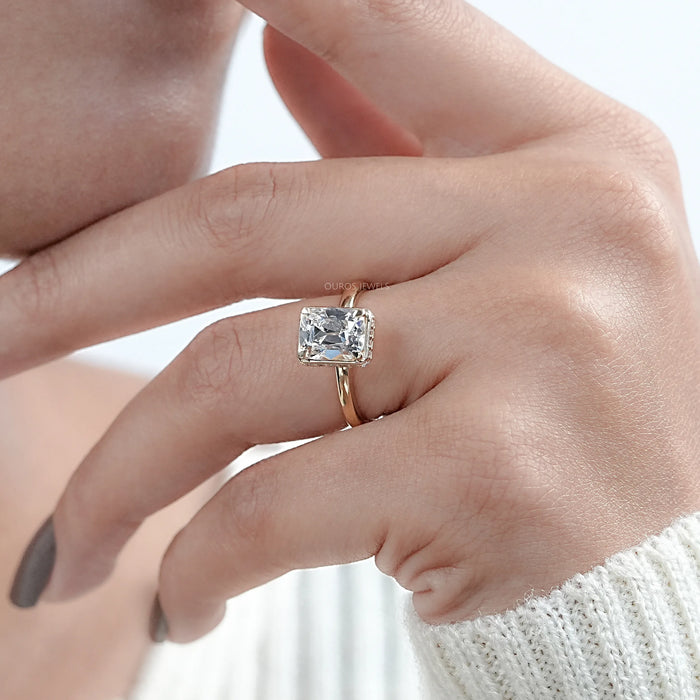 Old Mine Cushion Cut Hidden Halo With Flush Set Band