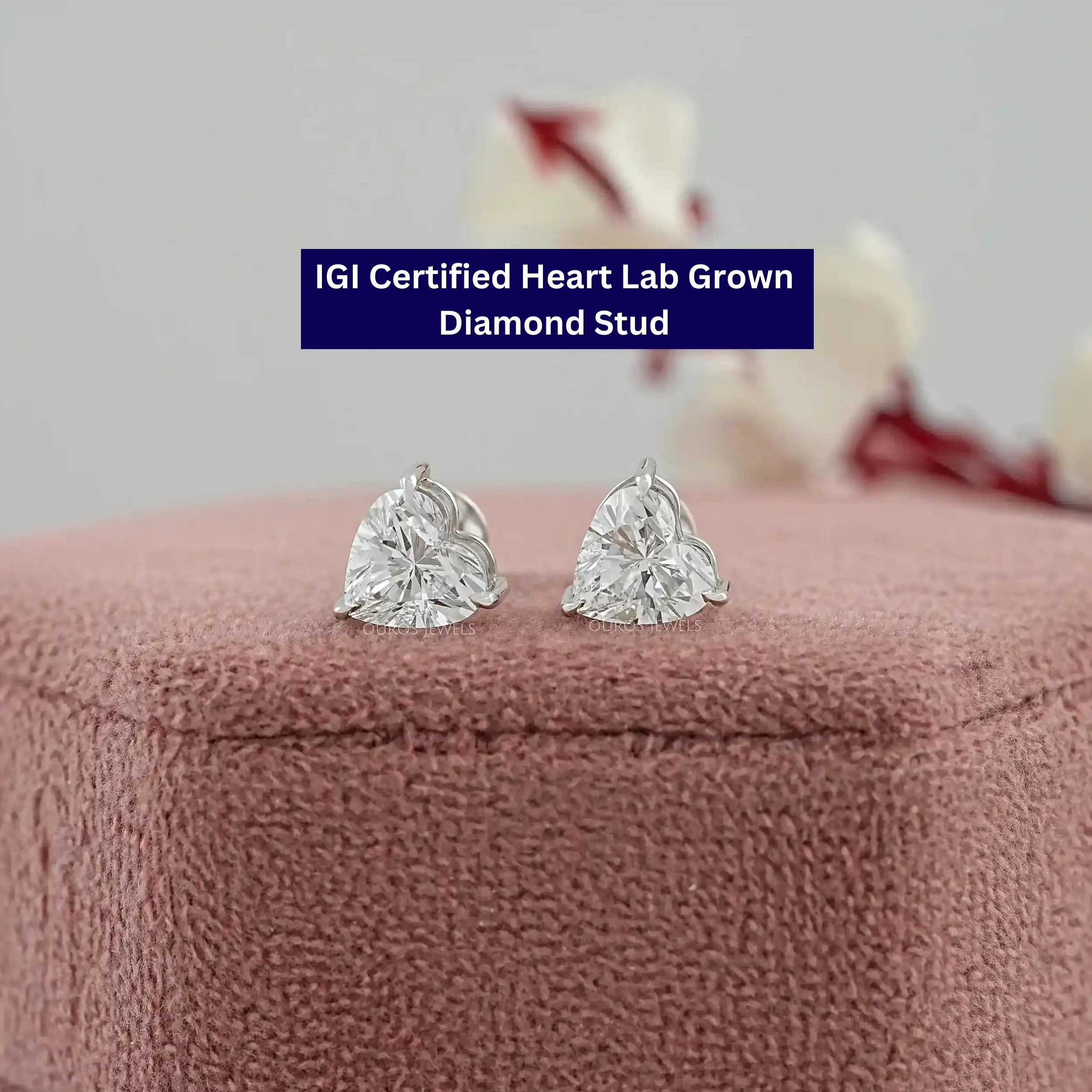 IGI Certified Heart Cut Lab Grown Diamond Stud