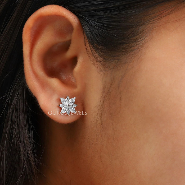 Cluster Diamant Marquise Gold Ohrstecker
