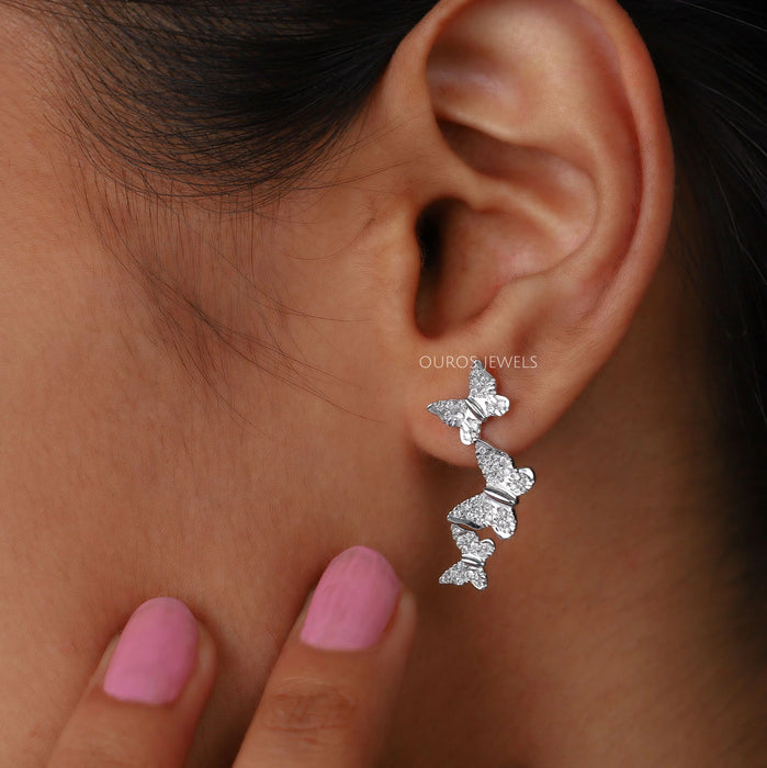 Butterfly  Cut Lab Grown Diamond Drop Earrings