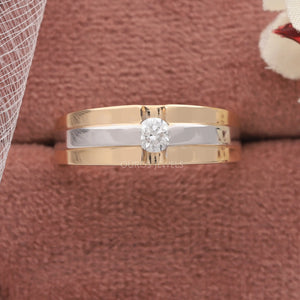 double tone round diamond wedding band 