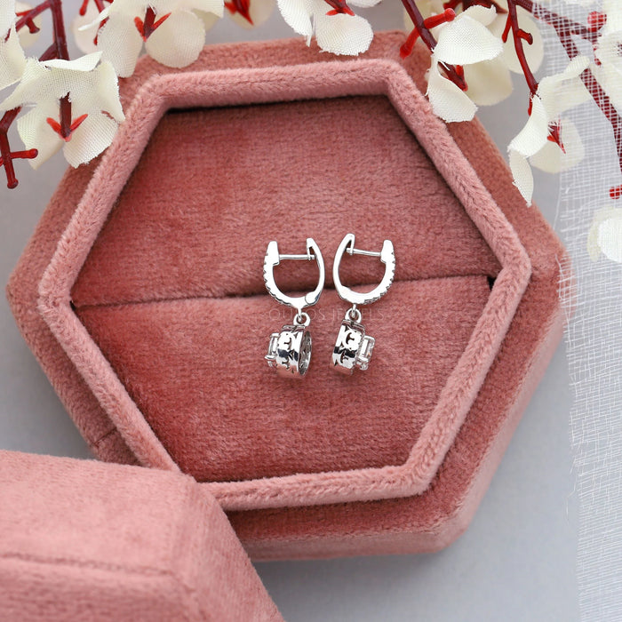 Oval Form Labor Diamant Halo Tropfen Ohrringe