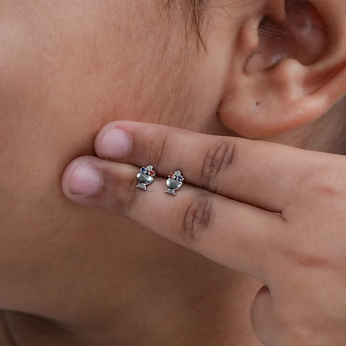 Diamond And Gemstone Stud Ice Cream Earrings