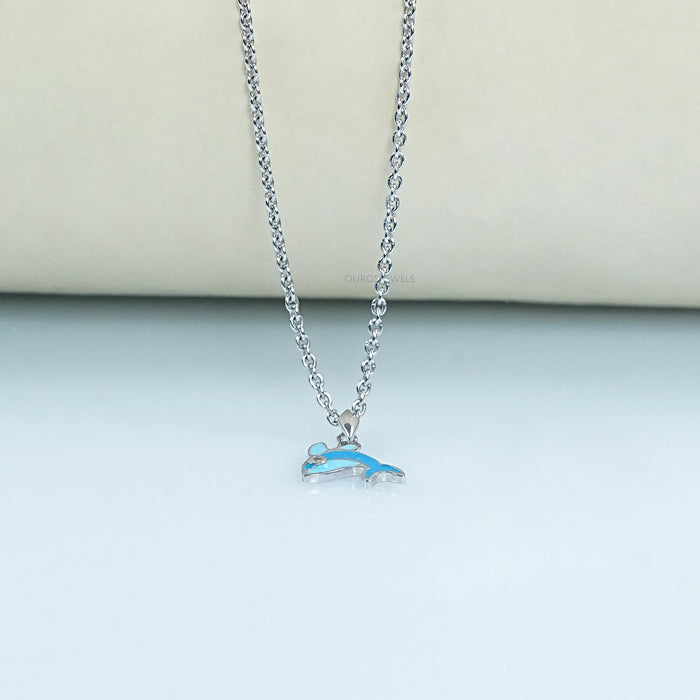 Blue Enamel Dolphin Charm Kids Pendant