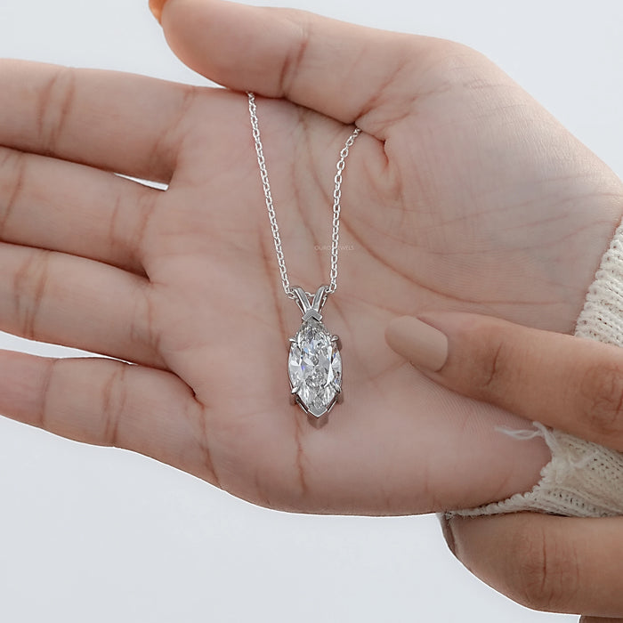 Marquise Lab Diamond Solitaire Bail Pendant