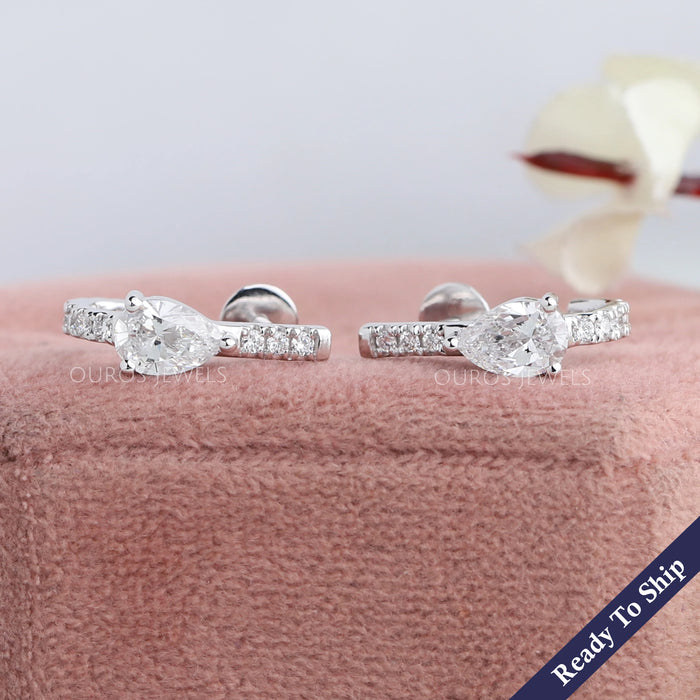 Pear Lab Grown Diamond C Hoop Earring