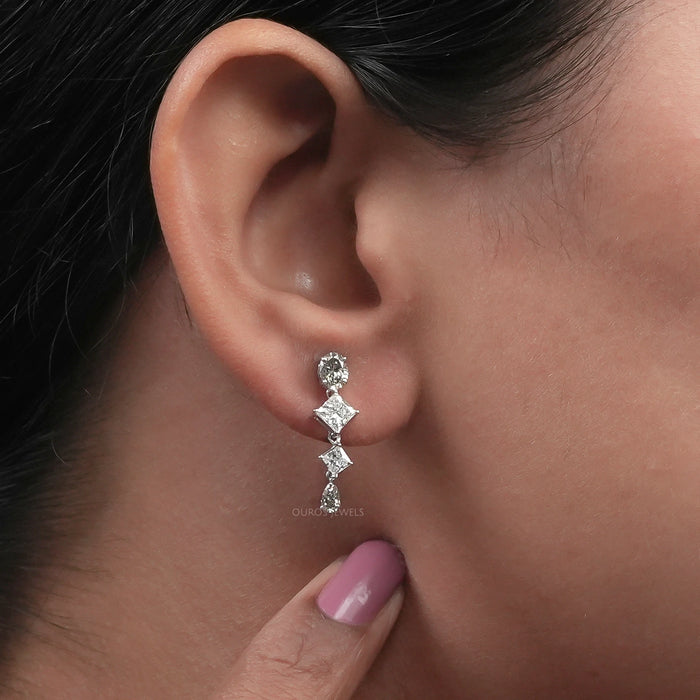 Multi Shape Lab Diamond Drop Earrings